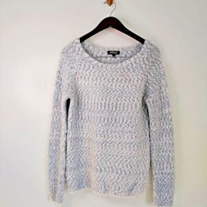 Buffalo David Bitton Women L Blue/White Acrylic Blend Eyelash‎ Knit Boho Sweater
